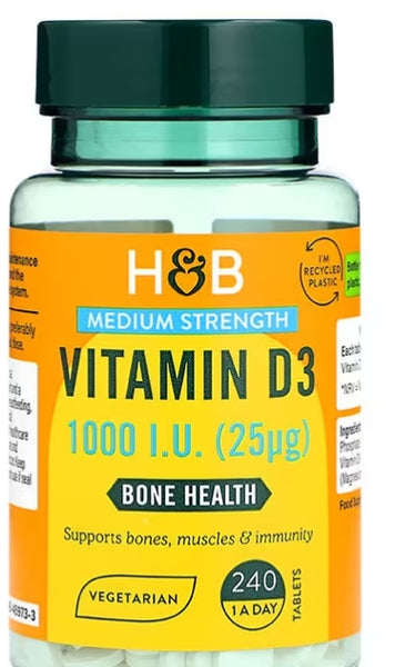 Holland & Barrett-Vitamin D 1000 I.U 25ug 240 Tablets