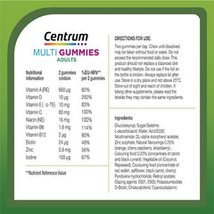 Centrum MultiGummies, Multivitamin Gummies for Men and Women, Cherry, Berry & Orange Natural Fruit Flavouring, includes Essential Vitamins C, D & B12, 30 ct