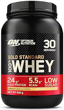 Optimum Nutrition Gold Standard Whey Protein Powder Muscle Building Supplements With Glutamine and Amino Acids, French Vanilla Creme, 30 Servings, 900 g, Packaging May Vary, 891 - 908 g