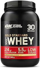 Optimum Nutrition Gold Standard Whey Protein Powder Muscle Building Supplements With Glutamine and Amino Acids, French Vanilla Creme, 30 Servings, 900 g, Packaging May Vary, 891 - 908 g