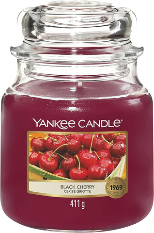 Yankee Candle Scented Candle | Black Cherry Medium Jar Candle| Long Burning Candles: up to 75 Hours | Gifts for Women