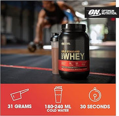Optimum Nutrition Gold Standard Whey Protein Powder Muscle Building Supplements With Glutamine and Amino Acids, French Vanilla Creme, 30 Servings, 900 g, Packaging May Vary, 891 - 908 g