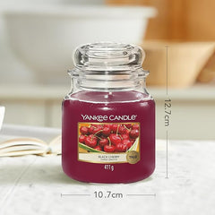 Yankee Candle Scented Candle | Black Cherry Medium Jar Candle| Long Burning Candles: up to 75 Hours | Gifts for Women