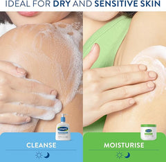 Cetaphil Hydrating Gentle Skin Cleanser 236ml + Body Moisturising Cream 450g Skincare Set, For Dry & Sensitive Skin