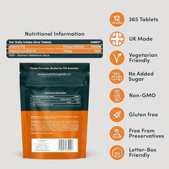 Nutrition Geeks-Vitamin D3 4000 iu & Vitamin K2 MK7 100μg - 1 Year Supply, 365 Easy-Swallow Vitamin D3 K2 Tablets, 1-A-Day High Strength Vegetarian D3 and K2 Vitamin Supplements, UK Made Vitamin D Tablets