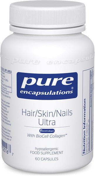 Pure Encapsulations Hair Skin Nails Ultra - With Biotin, Biocell Collagen, Vitamin C, Copper and Q10-60 Capsules