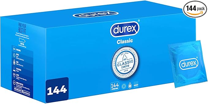 Durex Condoms Big Box, 144 Condoms Bulk , Online-Only Exclusive Handy Box of 144 Condoms, great to store Condoms