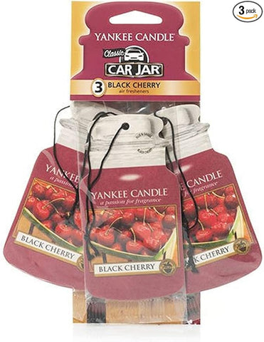 Yankee Candle Car Jar Scented Air Freshener | Black Cherry | 3 Count