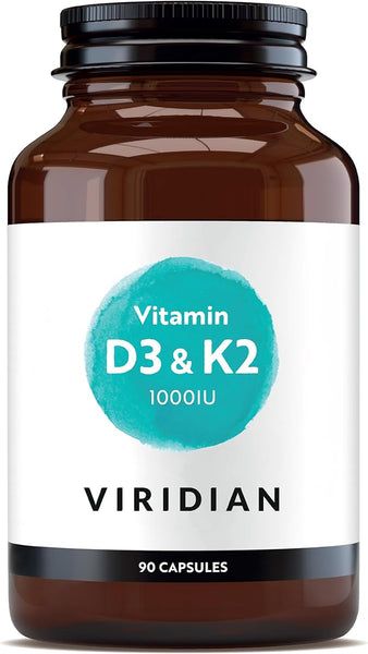 Viridian - Vitamin D3 & K2 – 90 Capsules | Plant-Sourced Vegan D3 from Lichen & Vegan K2 from Natto Cultures | Supports Normal Bones, Teeth, Muscle Function & Immunity | 100% Active Ingredients