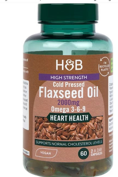 Holland & Barrett-Vegan High Strength Flaxseed Triple Omega 3-6-9 Oil 60 Capsules