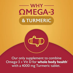 Seven Seas Omega-3 Fish Oil Turmeric, With 500 mg Fish Oil + 300 mg Omega-3, 60 High Strength Tablets With Vitamin D & 250 mg EPA & DHA, Whole Body Health+, Duo Pack: 30 Capsules + 30 Tablets