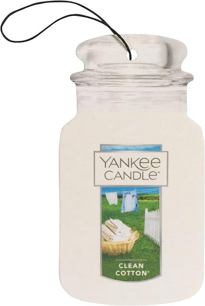 Yankee Candle Car Jar Scented Air Freshener | Clean Cotton | 3 Count