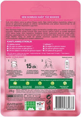 Garnier Moisture Bomb Sakura and Hyaluronic Acid Sheet Mask, Hydrating and Glow Reviving Face Mask For Dull Skin, Biodegradable and Vegan Tissue, 28g