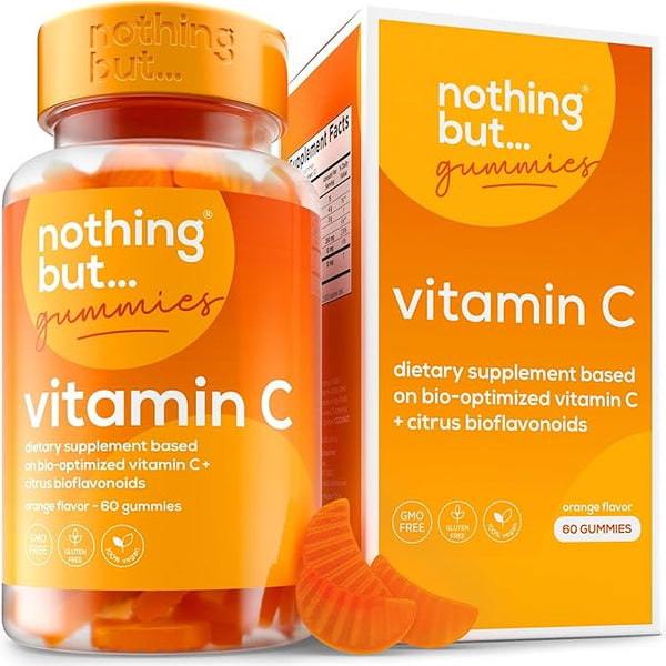 Nothing BUT Nutrition Vitamin C Gummies for Adults 250mg, Boost Immunity, Energy & Collagen Production for Skin, Antioxidant - Non GMO & Gluten Free, 60 Vegan Vitamin C Chewable Gummies (Not Tablets)