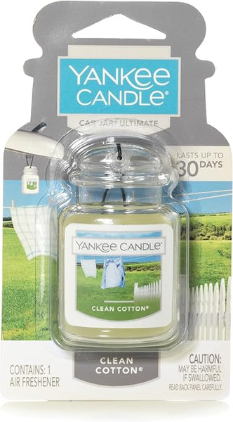 Yankee Candle Car Jar Ultimate Scented Air Freshener | Clean Cotton | Lasts up to 4 Weeks