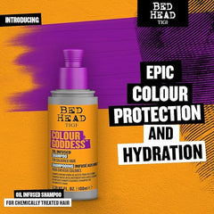 Bed Head by TIGI - Colour Goddess Shampoo - Ideal for Coloured Hair - Travel Size Shampoo - 100 ml