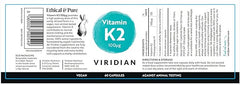 Vitamin K2 100ug - 60 Veg Caps