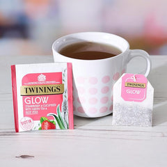 Twinings Superblends Glow Tea - Strawberry & Cucumber Green Tea with Aloe Vera & Biotin for Skincare & Hair Care, 80 x Biodegradable Tea Bags