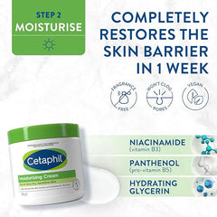 Cetaphil Hydrating Gentle Skin Cleanser 236ml + Body Moisturising Cream 450g Skincare Set, For Dry & Sensitive Skin