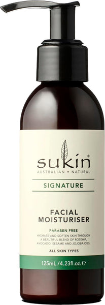 Sukin Signature Facial Moisturiser 125ml - with Vitamin E; cruelty free & vegan friendly - nourishes, softens & protects the skin’s moisture barrier.