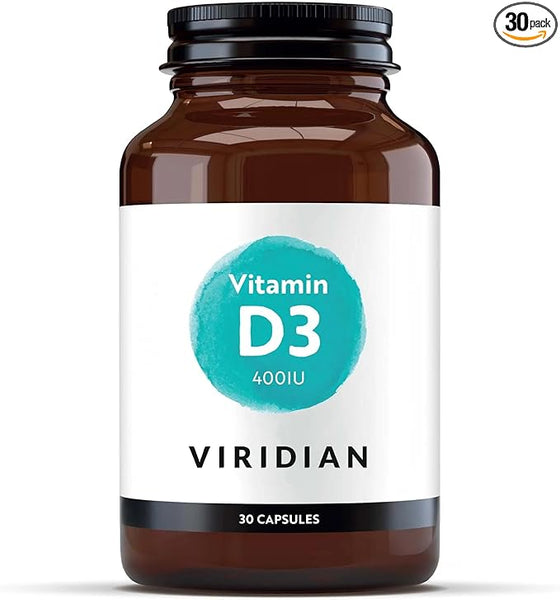 Viridian - Vitamin D3 400IU 30 Caps | Support Bones, Teeth & Immunity | Clinically Studied Source | Nutritionist Formulated | Exclusively Active Ingredients