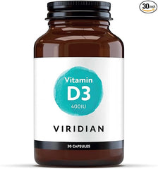 Viridian - Vitamin D3 400IU 30 Caps | Support Bones, Teeth & Immunity | Clinically Studied Source | Nutritionist Formulated | Exclusively Active Ingredients