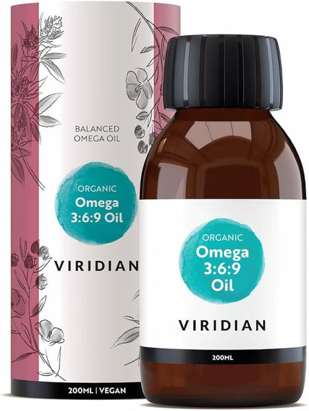 Viridian - Organic Omega 3:6:9 Oil – 200 ml | Balanced Plant-Based Omega 3, 6 & 9 Fatty Acids with GLA | Certified Organic, Vegan-Friendly, 100% Active Ingredients, Cold-Pressed & Nitrogen-Sealed