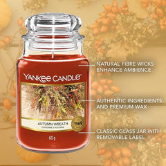 Yankee Candle Scented Candle | Autumn Wreath Large Jar | Long Burning Candles: up to 150 Hours | Perfect Gifts for Women