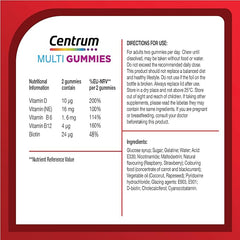 Centrum MultiGummies Energy Release, Multivitamin, including Vitamins D, B12 & B6 with Mixed Berry Natural Fruit Flavouring, 60 Chewable Gummies (Packaging may vary)