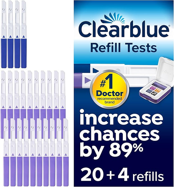 Clearblue Refill Pack For Advanced Fertility Monitor: 20 Fertility Tests For Ovulation & 4 Pregnancy Tests, 24 Tests (Monitor Sold Separately), Packaging May Vary