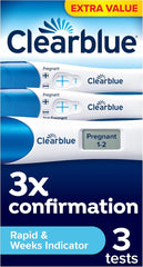 Clearblue Pregnancy Test 3X Confirmation Combo Pack, Result As Fast As 1 Minute (Visual Sticks) & Tells You How Many Weeks (Digital Stick), Kit of 3 Tests (1 Digital, 2 Visual)