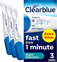 Clearblue Pregnancy Value Bundle: Rapid Detection Pregnancy Tests (3 Tests), Easy at Home Pregnancy Test - Results As Fast As 1 Minute, Packaging May Vary