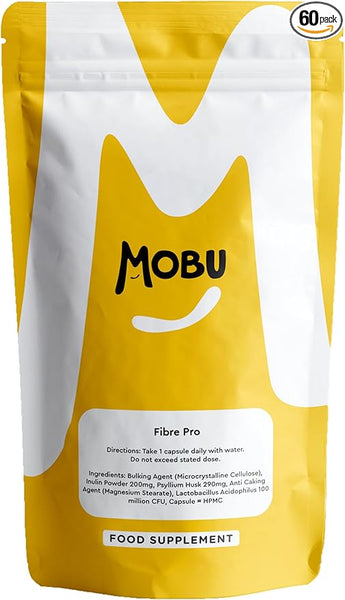 Mobu-Fibre Pro 60 Capsules | Acidophilus, Inulin and Psyllium Husk Complex | Friendly Bacteria Digestion Support