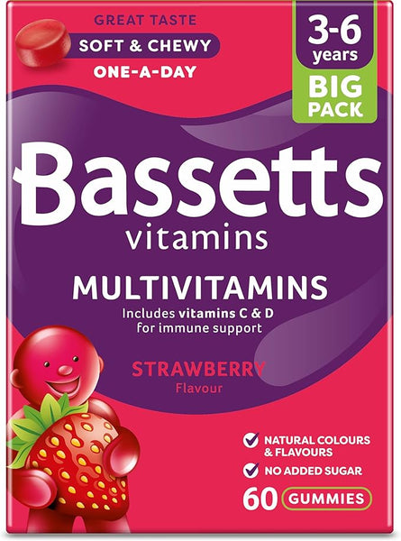 Bassetts Vitamins 3-6 Years Strawberry Flavour Multivitamins 60 Gummies