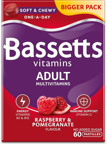Bassetts Vitamins Adult Raspberry & Pomegranate Flavour Multivitamins 60 Gummy Pastilles