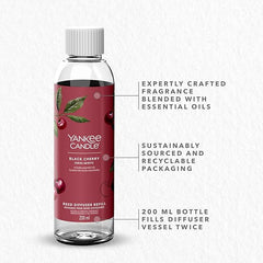 Yankee Candle Signature Reed Diffuser Refill | Black Cherry | 200ml | Up to 20 Weeks of Fragrance | Perfect Gifts for Women