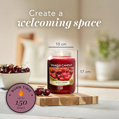 Yankee Candle Scented Candle | Black Cherry Large Jar | Long Burning Candles: up to 150 Hours | Perfect Gifts for Women