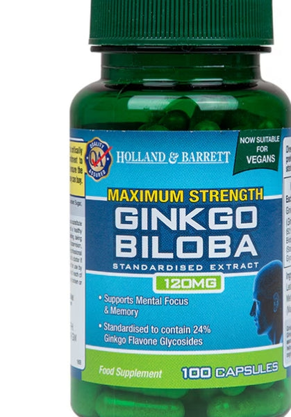 Holland & Barrett-Maximum Strength Ginkgo Biloba 120mg 100 Capsules