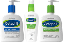 Cetaphil Oily Skin Cleanser & Moisturiser Skincare Set, Oily Skin Cleanser Face Wash 236ml + Daily Hydrating Moisturiser 88ml + Moisturising Lotion 236ml