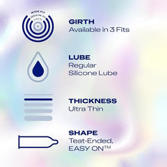 Durex Nude, Condoms, Close Fit, 12s, Ultra Thin, Designed To Feel It All, With Silicone Lube