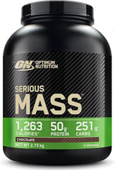 Optimum Nutrition Serious Mass Protein Powder with Creatine, Glutamine, 25 Vitamins & Minerals, High Calorie Mass Gainer, Chocolate Flavour, 8 Servings, 2.73kg, Packaging May Vary