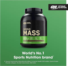 Optimum Nutrition Serious Mass Protein Powder with Creatine, Glutamine, 25 Vitamins & Minerals, High Calorie Mass Gainer, Chocolate Flavour, 8 Servings, 2.73kg, Packaging May Vary