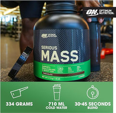 Optimum Nutrition Serious Mass Protein Powder with Creatine, Glutamine, 25 Vitamins & Minerals, High Calorie Mass Gainer, Chocolate Flavour, 8 Servings, 2.73kg, Packaging May Vary