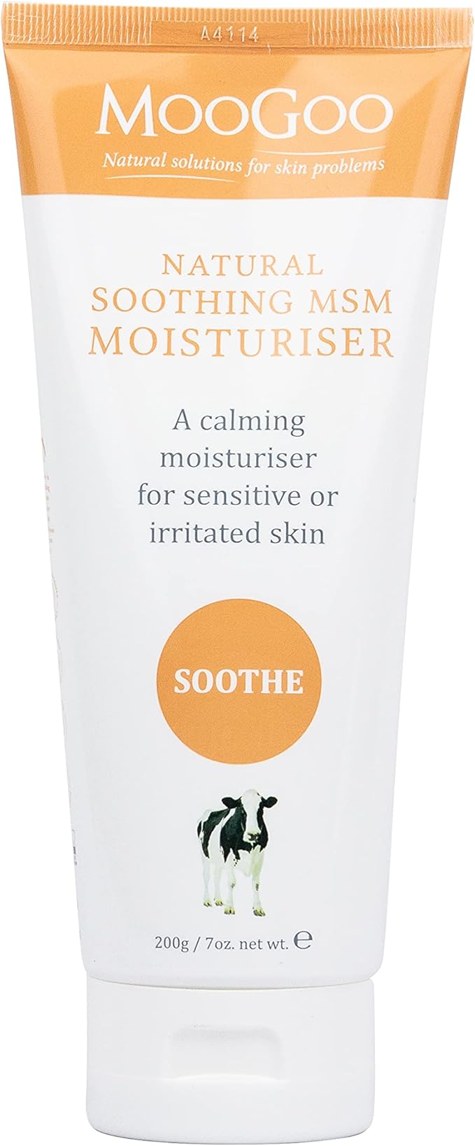 MooGoo Soothing MSM Moisturiser - Calming Face & Body Moisturiser for Sensitive, Red or Sunburnt, Irritated Skin Including Eczema, Psoriasis & Rosacea, For All Ages Including Children, 200g / 7oz.