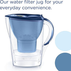 BRITA Marella Water Filter Jug Blue (2.4L) incl. 1x MAXTRA PRO All-in-1 cartridge - fridge-fitting jug with digital LTI and Flip-Lid - now in sustainable Smart Box packaging