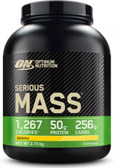 Optimum Nutrition Serious Mass Protein Powder with Creatine, Glutamine, 25 Vitamins & Minerals, High Calorie Mass Gainer, Banana Flavour, 8 Servings, 2.73kg, Packaging May Vary