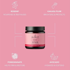 Sukin Rosehip Hydrating Day Cream 120ml - high in Vitamin C & Antioxidants; cruelty free & vegan friendly - help relieve dehydrated skin and prevent premature ageing.