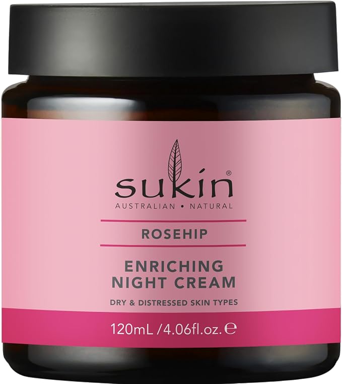 Sukin - Enriching Night Cream - Rosehip Oil Hydrating Face Cream for Distressed and Dry Skin Types - Face Care, Skin Care, Face Cream for Dry SKin, Cream for Dry Skin, Sukin Moisturiser - 120ml