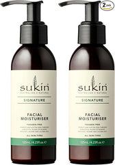 Sukin Signature Facial Moisturiser 125ml - with Vitamin E; Cruelty Free & Vegan Friendly - Nourishes, Softens & Protects the Skin’s Moisture Barrier. (Pack of 2)
