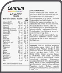 Centrum Advance Multivitamin Tablets for Men and Women, Vitamins with 24 Essential Nutrients, including Vitamin C, D, and Zinc, 100 ct (Packaging and Tablet colour may vary slightly)